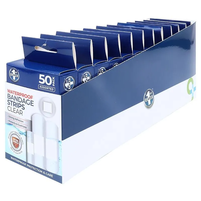 Bandage Strips Waterproof Clear Assorted Sizes 50pk - Plastic (pe) – image 3
