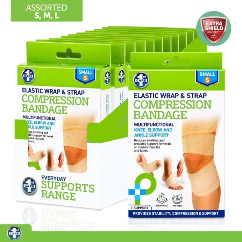Elastic Wrap & Strap Compression Bandage - Multifunctional Knee, Elbow, Ankle Support - Assorted Sizes: Small, Medium, Large – image 4