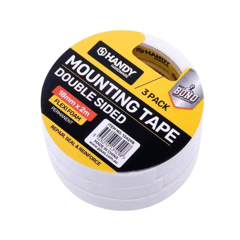 Tape Double Sided Cushioned White Tape 18mm X 2m 3pk – image 3