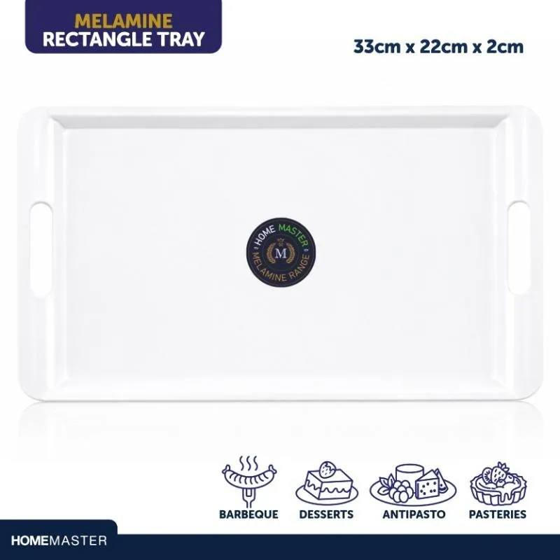 Melamine Tray with Built in Handles Rectangular 33cm X 22cm X 2cm - White – image 4