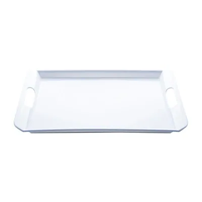 Melamine Tray with Built in Handles Rectangular 33cm X 22cm X 2cm - White