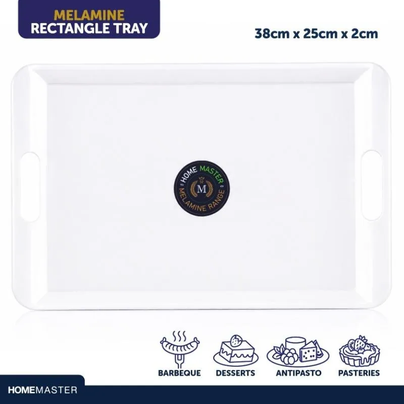 Melamine Tray with Built in Handles Rectangular 38cm X 25cm X 2cm - White – image 4