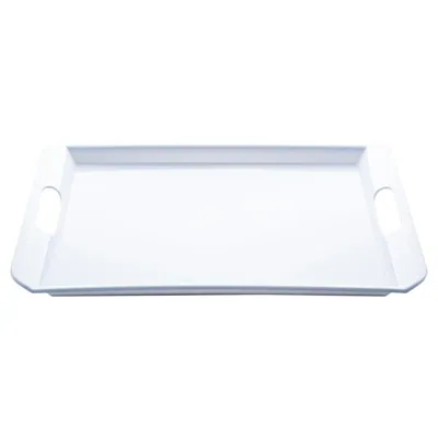 Melamine Tray with Built in Handles Rectangular 38cm X 25cm X 2cm - White