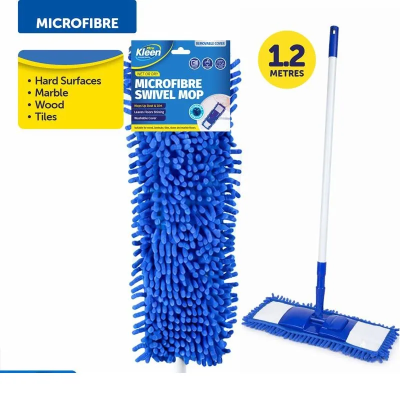 Microfibre Swivel Mop with Telescopic Extendable Handle - Removable Microfibre Pad (40cm X 12.5cm) - Handle (76cm - 127cm) – image 3
