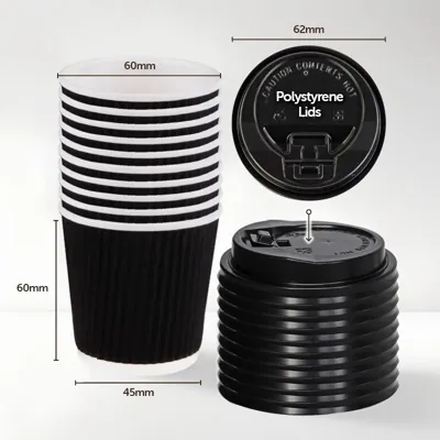 Paper Coffee Cup Rippled Double Wall with Lid 100ml 20pk (Espresso)