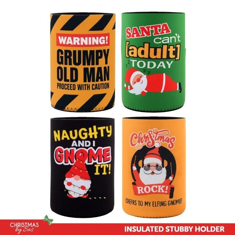 Stubby Holder Christmas 8 Assorted Designs & Colours – image 4