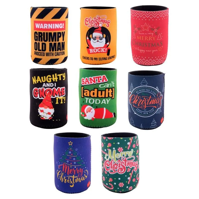 Stubby Holder Christmas 8 Assorted Designs & Colours – image 3
