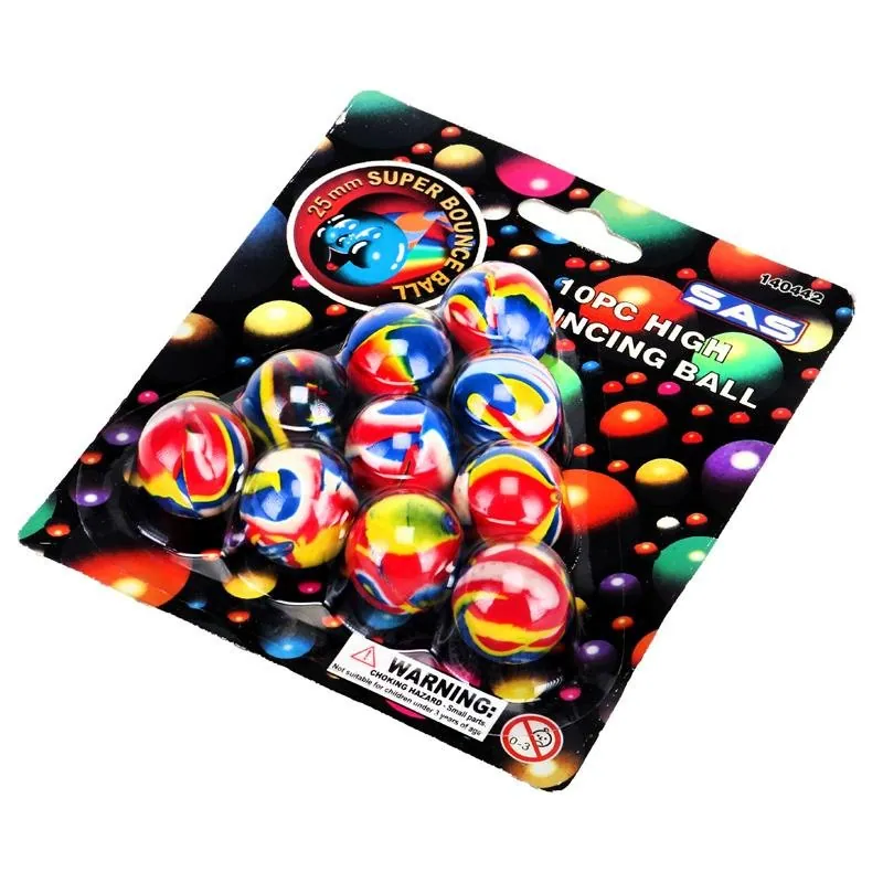 High Bounce Bouncy Ball 10pk Ø2.5cm Multi-Colour – image 3