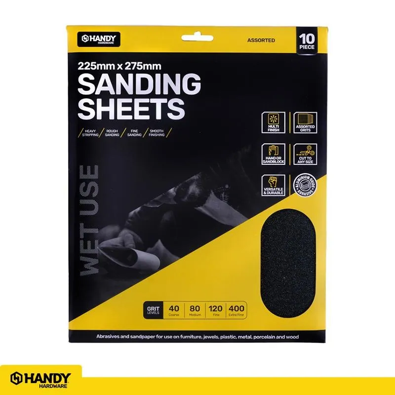 Sandpaper Assorted Pack (For Wet Use Only) 225mm X 275mm 10pk (Includes Extra Fine, Fine, Medium and Course Paper) – image 3