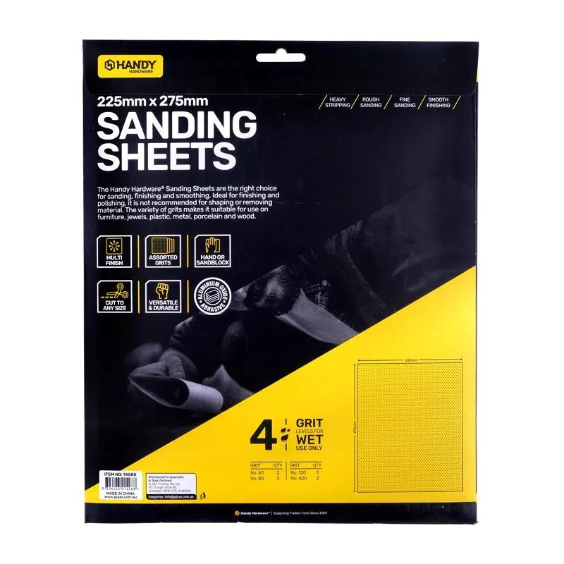 Sandpaper Assorted Pack (For Wet Use Only) 225mm X 275mm 10pk (Includes Extra Fine, Fine, Medium and Course Paper) – image 2