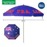 Beach Umbrella 155cm Dia X 180cm Australiana Design Adjustable Pole Size 90cm - 180cm – image 4