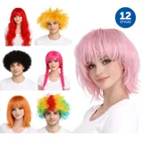 Wig Assorted Styles Adults Black Bob, Black Pig Tails, Multicolour Afro, Curly Red Hair, Funky Afro, Funky Punk, Long Black, Mohawk, Orange Bob, Pink Pig Tails & Long Red Hair – image 4