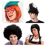 Wig Assorted Styles Adults Black Bob, Black Pig Tails, Multicolour Afro, Curly Red Hair, Funky Afro, Funky Punk, Long Black, Mohawk, Orange Bob, Pink Pig Tails & Long Red Hair – image 3