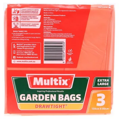 Multix Garden Drawtight Garbage Bags 3pk (xl)