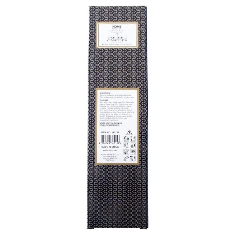 Candle Unscented Taper 25cm 4pk – image 3