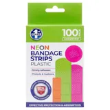 Bandage Strips Neon Assorted Sizes 100pk - Plastic (pe) – image 1