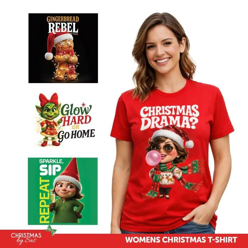 Shirt Women's Christmas Series One Green, Red, Black & White 5 Sizes: S, M, L, XL & XXL – image 4