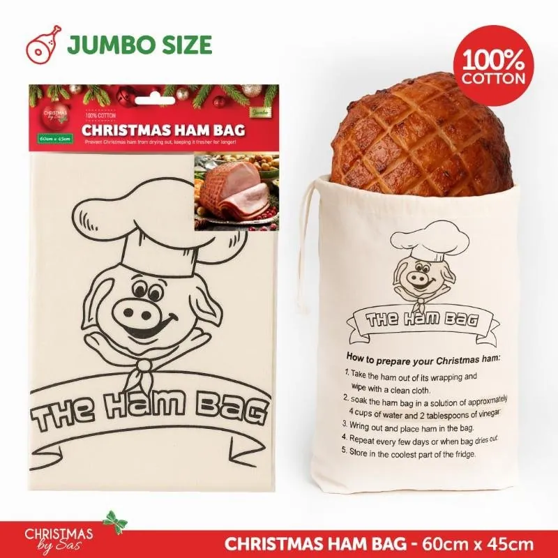 Christmas Ham Bag 1pk Jumbo 60cm X 45cm 100% Cotton – image 4