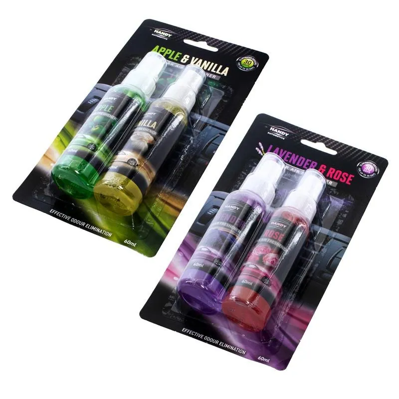 Air Freshener Spray 60ml Each 2pk (2 Assorted Scents in Carton, Apple & Vanilla, Lavender & Rose) – image 3