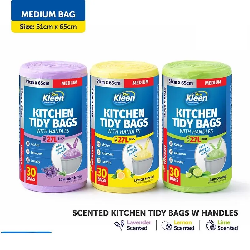 Garbage Bag Assorted Scents Kitchen Tidy with Handle 27l - 30pk - 51cm X 65cm - Lavender, Lemon, Lime – image 3