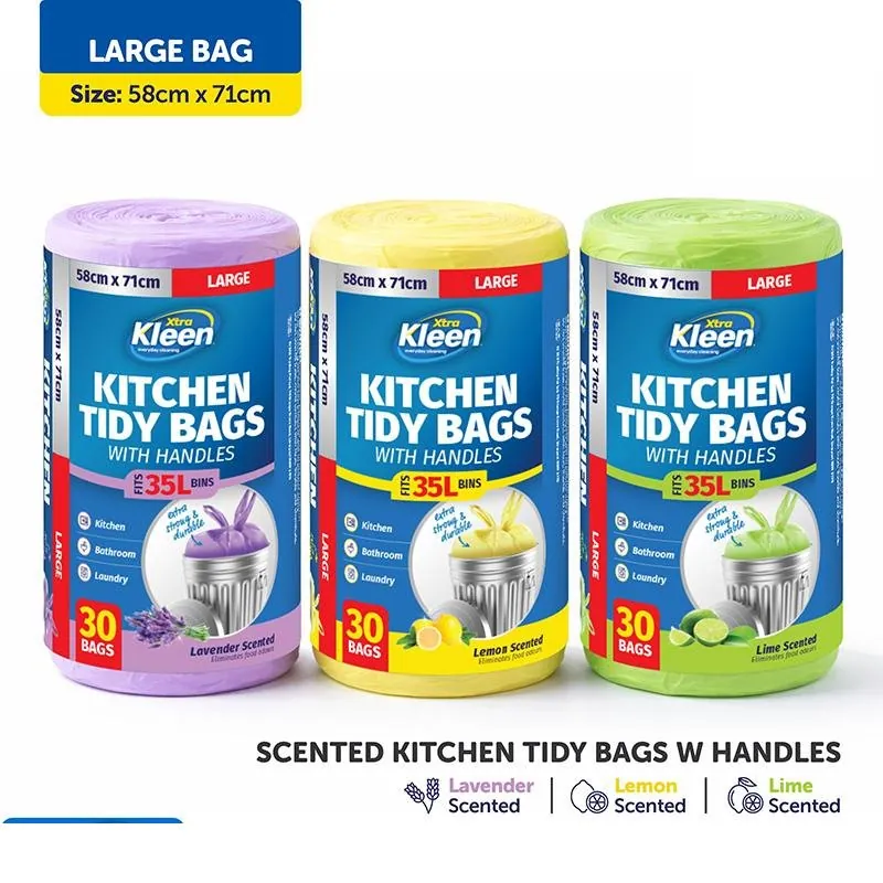 Garbage Bag Assorted Scents Kitchen Tidy with Handle 35l - 30pk - 58cm X 71cm - Lavender, Lemon, Lime – image 3
