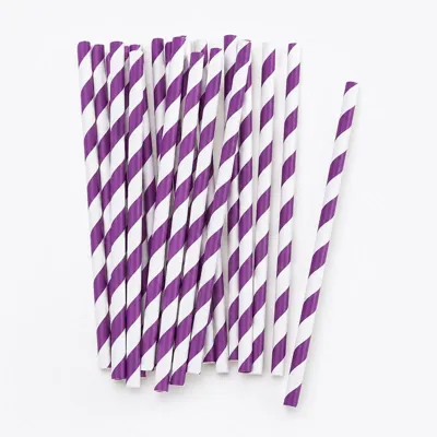 Straws Eco Friendly Milkshake Paper Straw 8mm X 196mm - 20pk - Assorted Colour Packs: Blue, Pink, Purple