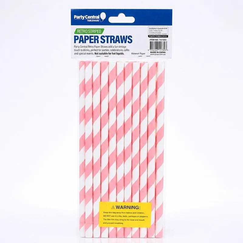 Straws Eco Friendly Milkshake Paper Straw 8mm X 196mm - 20pk - Assorted Colour Packs: Blue, Pink, Purple – image 3