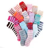 Socks Womens Microfibre Crew Cut Stripe Assorted Colours – image 1