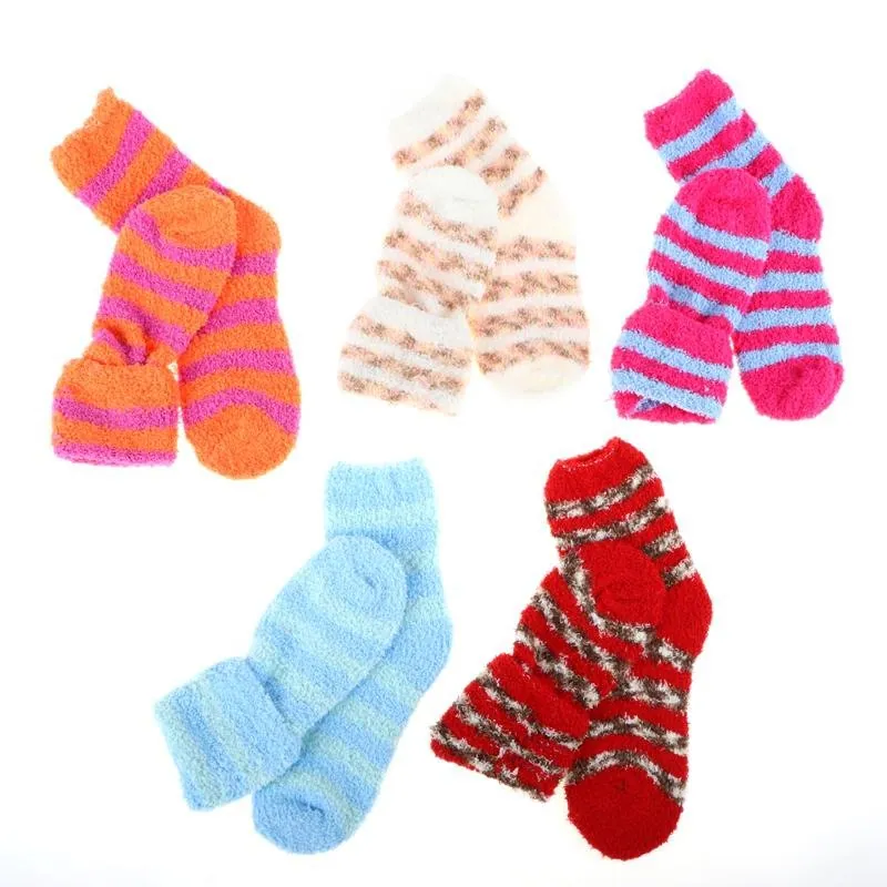 Socks Womens Microfibre Crew Cut Stripe Assorted Colours – image 2