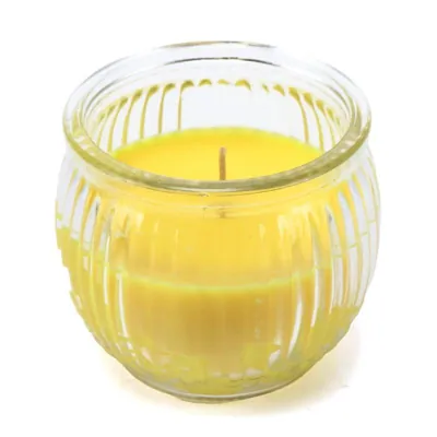 Citronella Candle in Glass Holder Round Shape 1pc 200g 6.5cm X 6.5cm Yellow Wax Clear Glass Outdoor Use Approx Burn Time: 22hrs