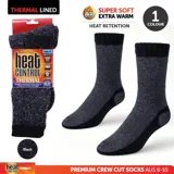Socks Mens Heat Control Thermal Crew Cut Black – image 4