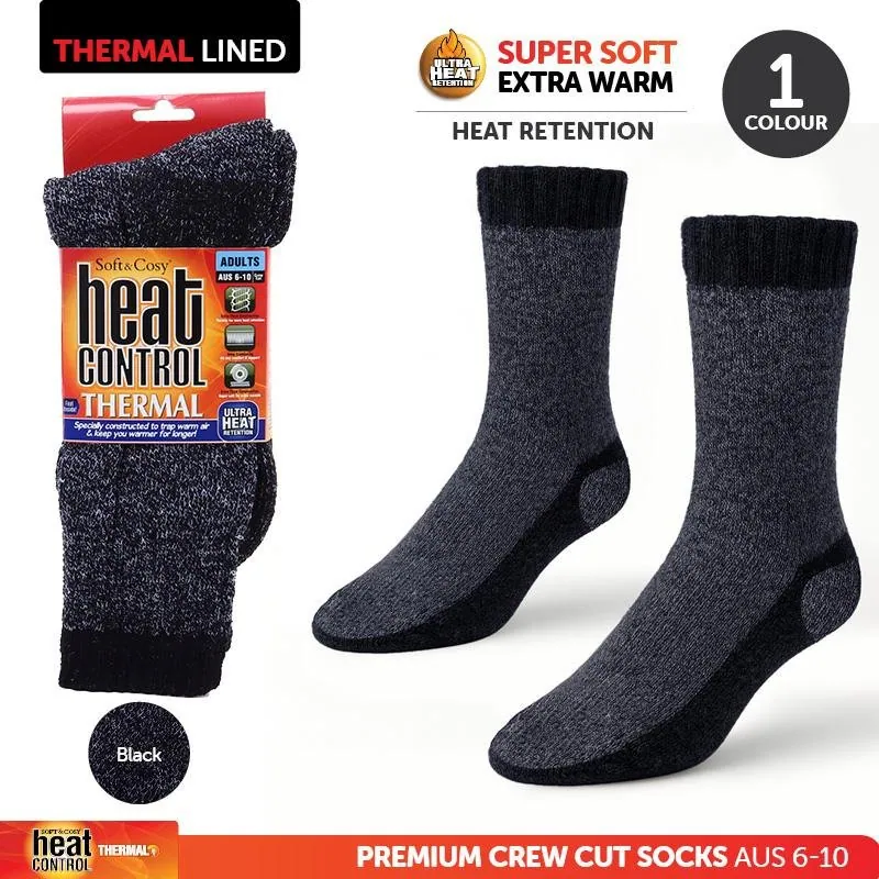Socks Mens Heat Control Thermal Crew Cut Black – image 4