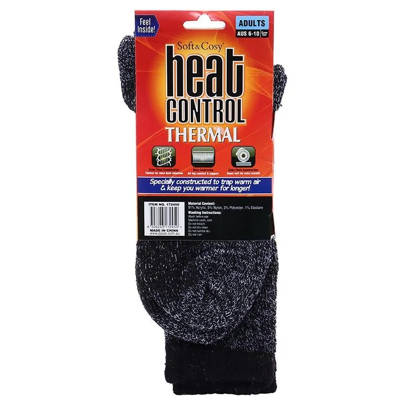 Socks Mens Heat Control Thermal Crew Cut Black – image 3