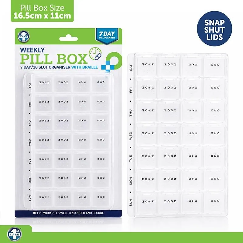 Pill Box 7 Day Organiser with 28 Slots with Braille – image 4