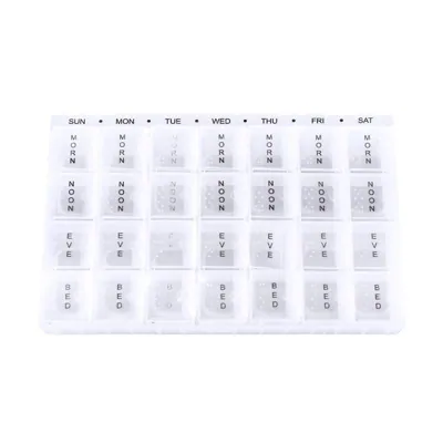 Pill Box 7 Day Organiser with 28 Slots with Braille