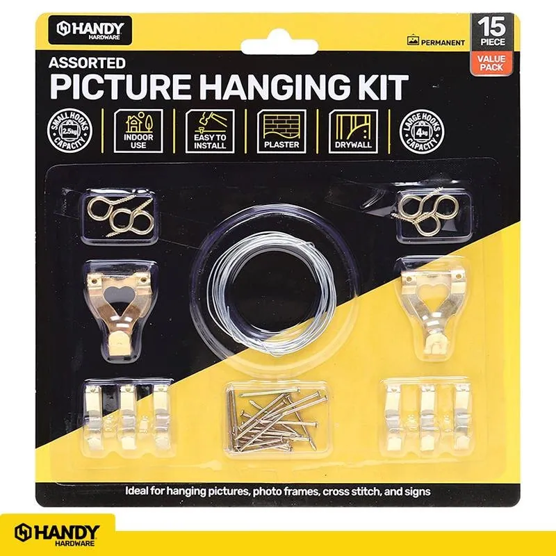 Hooks Picture Assorted 14pc (Includes Wire for Canvas, Pins, Hooks & Screws) – image 4