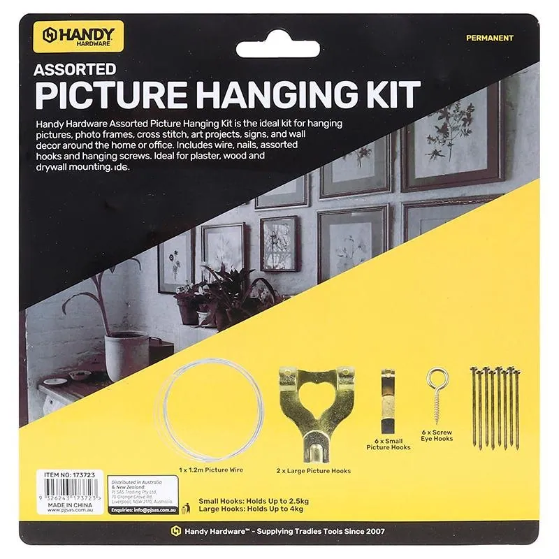 Hooks Picture Assorted 14pc (Includes Wire for Canvas, Pins, Hooks & Screws) – image 3