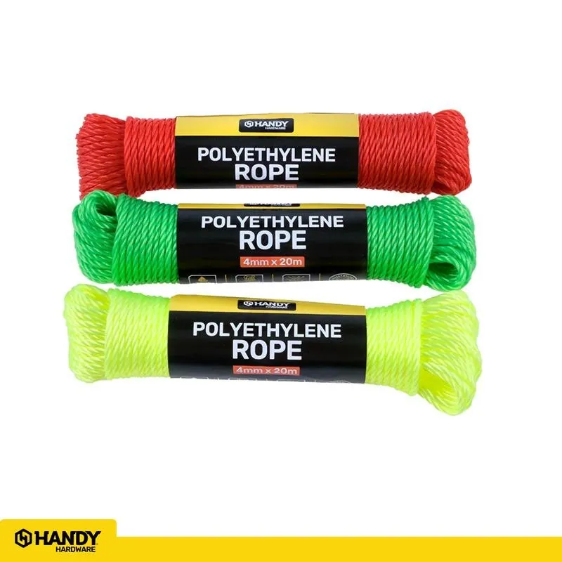 Polyethylene Traditional Rope Assorted Colours (Yellow, Green & Red) 4mm X 20m – image 4