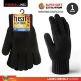 Gloves Womens Heat Control Thermal Lined Chenille Black – image 4