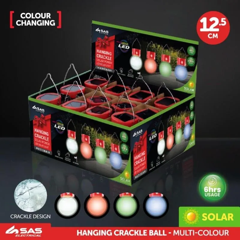 Christmas Decorative Light Solar Hanging Ball 1LED 5.5cm X 8cm Multi Colour 1 Function Colour Changing – image 3