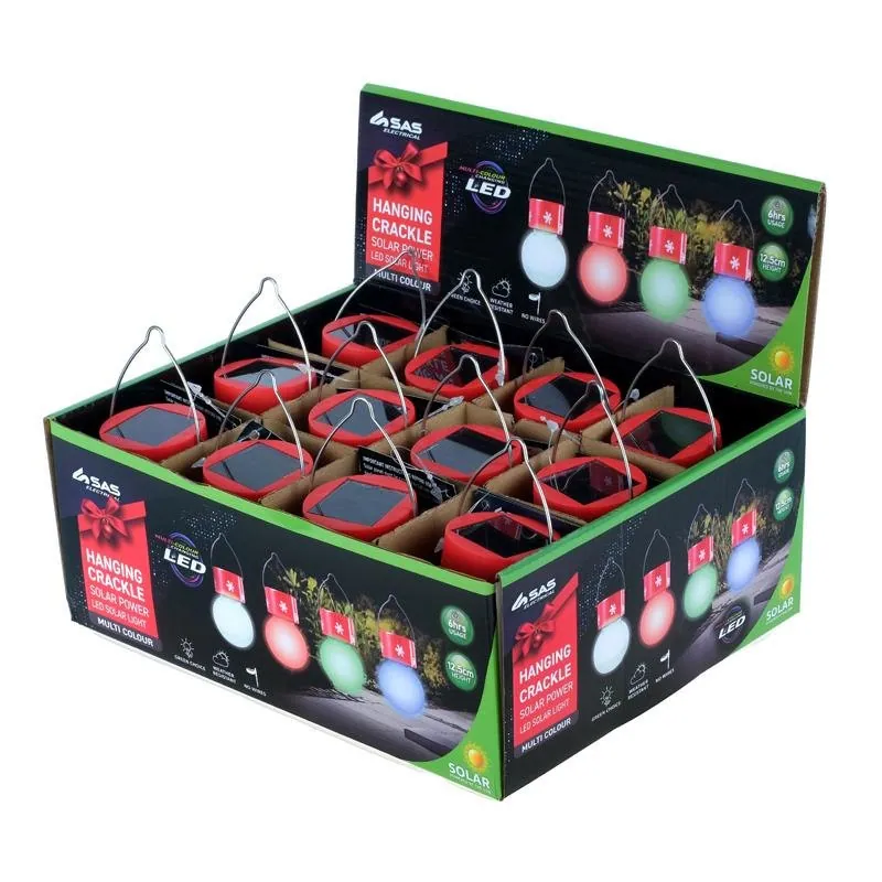 Christmas Decorative Light Solar Hanging Ball 1LED 5.5cm X 8cm Multi Colour 1 Function Colour Changing – image 2