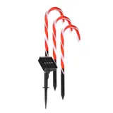 Christmas Stake Light Solar Candy Cane 3pk 24LED (8 Per Stake) 16.5cm X 53.5cm 2.9m Total Length Lead Cool White 8 Functions – image 1