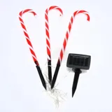 Christmas Stake Light Solar Candy Cane 3pk 24LED (8 Per Stake) 16.5cm X 53.5cm 2.9m Total Length Lead Cool White 8 Functions – image 2