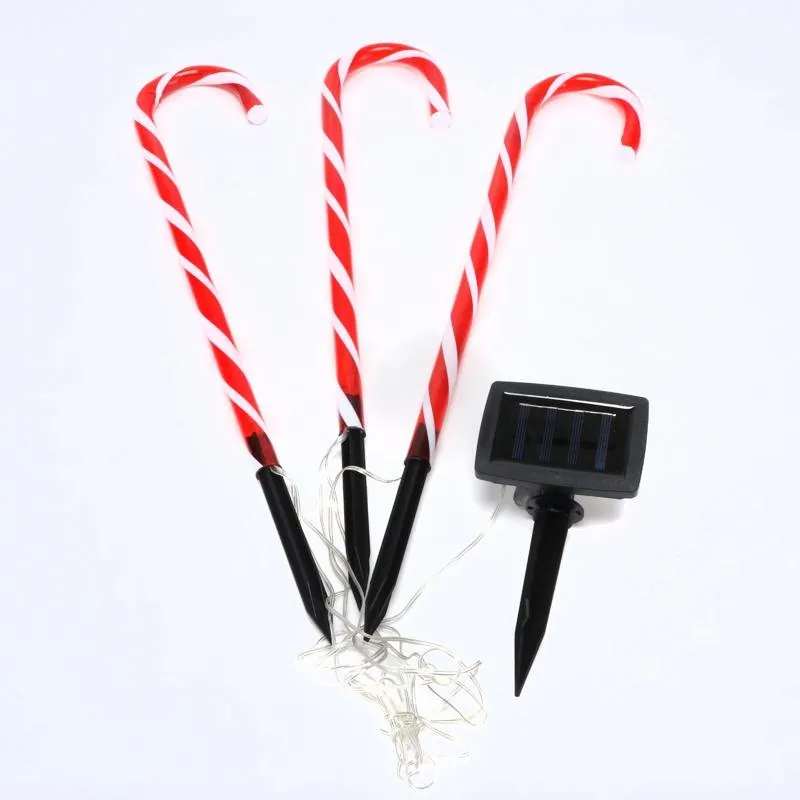 Christmas Stake Light Solar Candy Cane 3pk 24LED (8 Per Stake) 16.5cm X 53.5cm 2.9m Total Length Lead Cool White 8 Functions – image 2