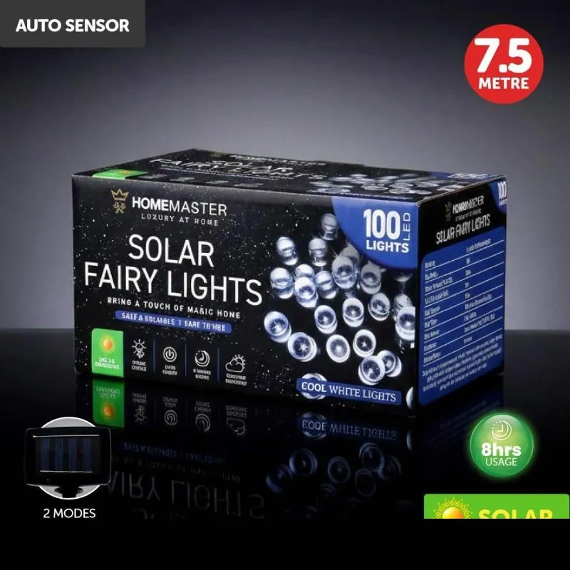 Christmas Fairy Light Solar 100LED 7.5m Total Length Cool White 2 Functions – image 4