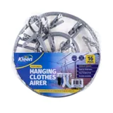 Pegs Hanging Airer with 16 Pegs - Plastic - Grey & White Assorted – image 4