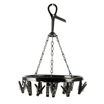 Pegs Hanging Airer with 16 Pegs - Plastic - Grey & White Assorted