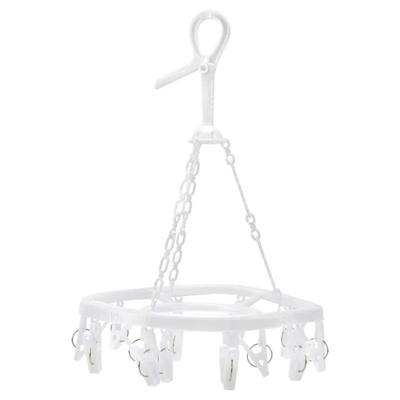 Pegs Hanging Airer with 16 Pegs - Plastic - Grey & White Assorted – image 2