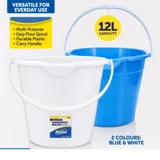Bucket with Handle - 12l Capacity - Blue, White – image 4
