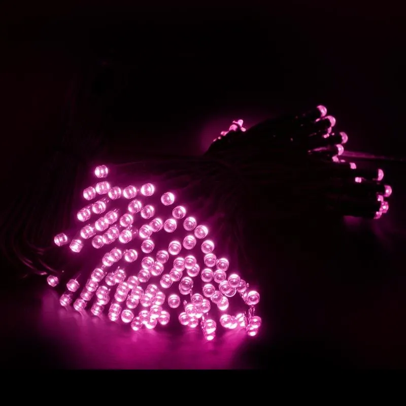 Christmas Fairy Light Solar 100LED 7.5m Total Length Pink 2 Functions – image 2